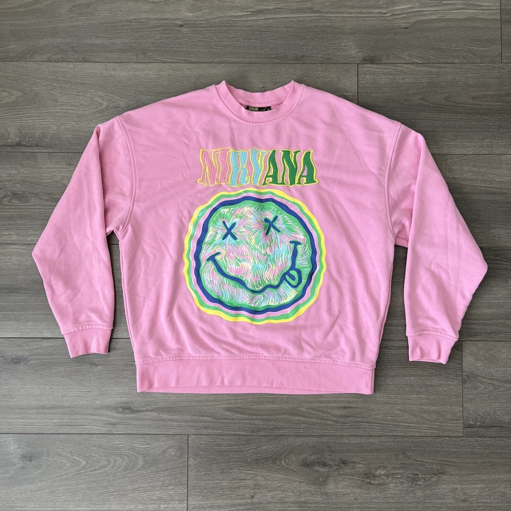 Nirvana Adult XS Pullover Sweatshirt Pink Embroidered Logo